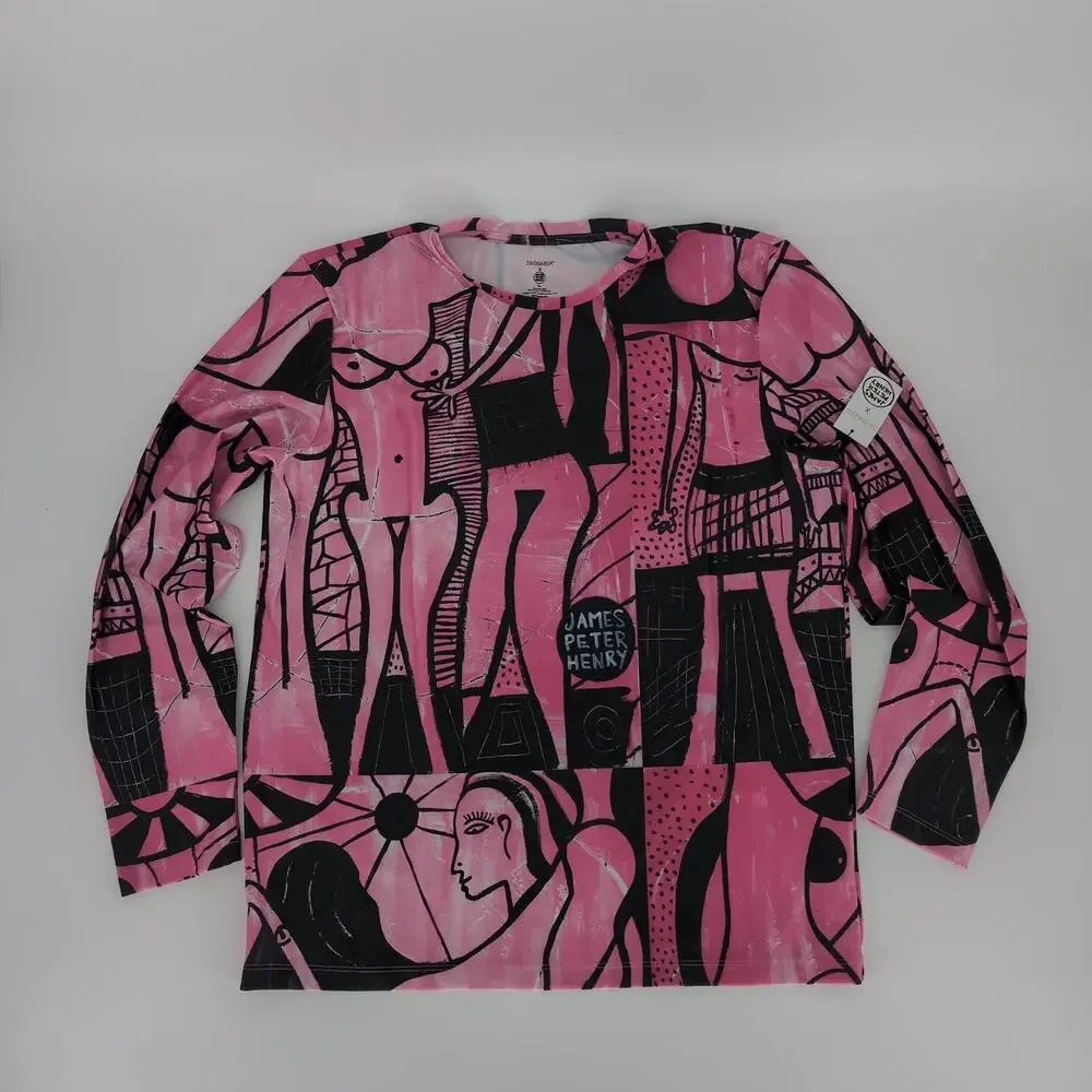 Swiminista x James Peter Henry Good Vibes Rashguard Beach Activities Pink XL NWT